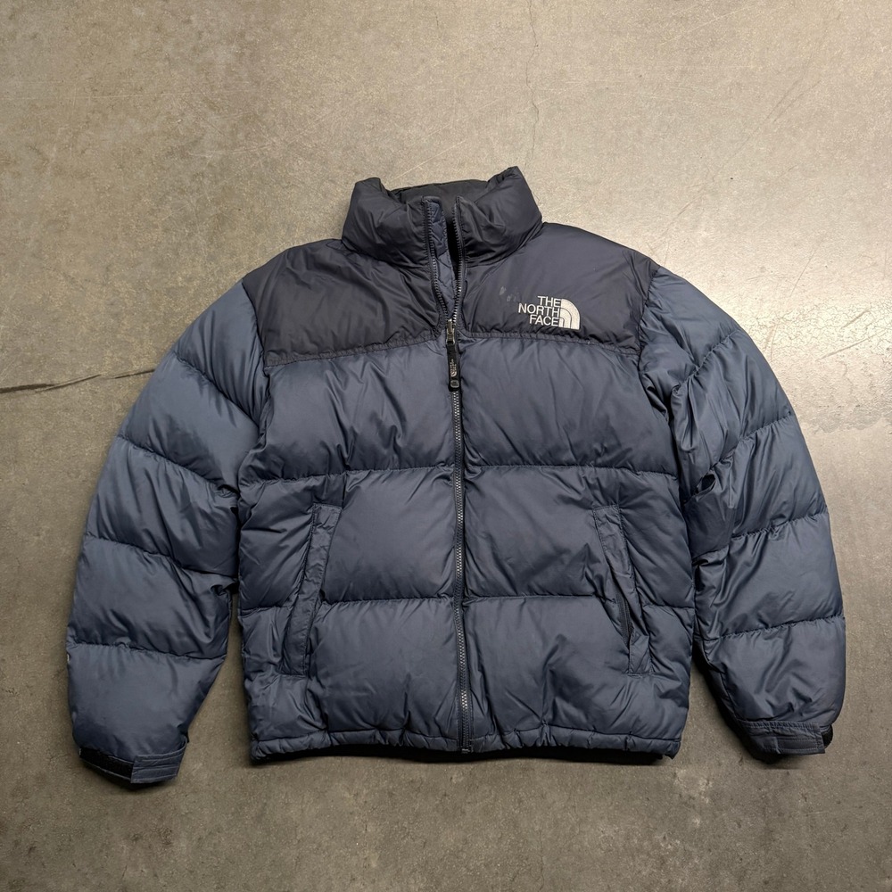 The North Face Nuptse 700 Down Puffer Jacket Mens Medium Navy Blue Black 4312